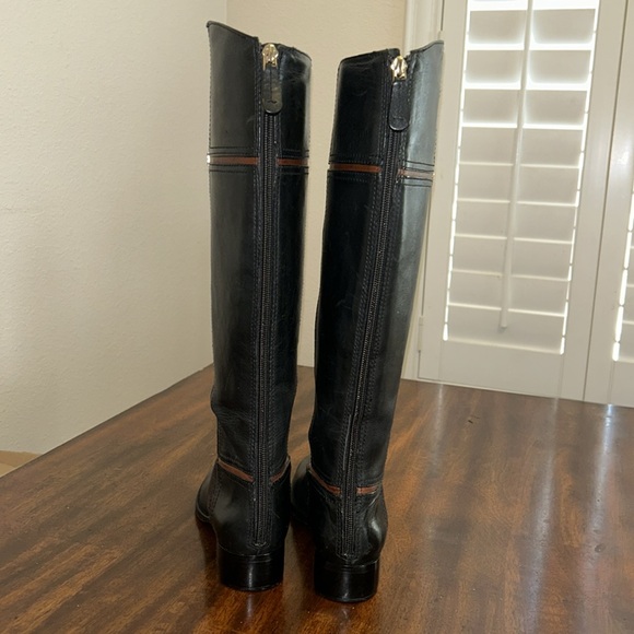 TORY BURCH Juliet two tone riding boots  black almond.. - Picture 3 of 12